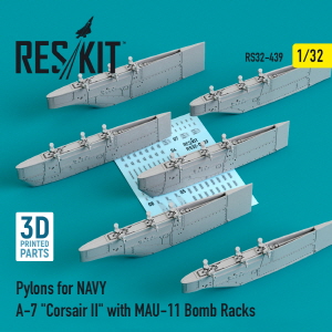 [사전 예약] RS32-0439 1/32 Pylons for NAVY A-7 \"Corsair II\" with MAU-11 Bomb Racks (3D Printing) (1/32)