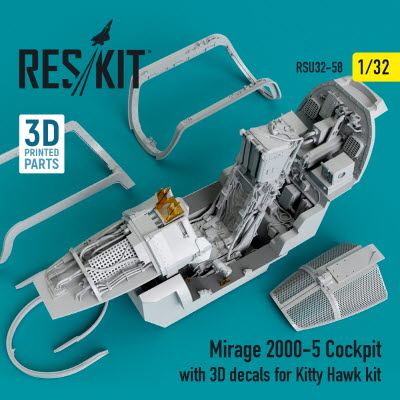 [사전 예약] RSU32-0058 1/32 Mirage-2000-5 cockpit with 3D decals for Kitty Hawk kit (1/32)