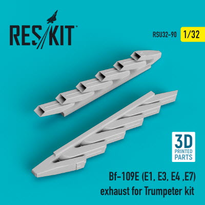 RSU32-0090 1/32 Bf-109E (E1,E3,E4,E7) exhaust for Trumpeter kit (3D printing) (1/32)