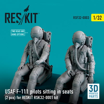 RSF32-0003 1/32 USAF F-111 pilots sitting in seats (2 pcs) for RESKIT RSK32-0002 kit (3D Printing) (
