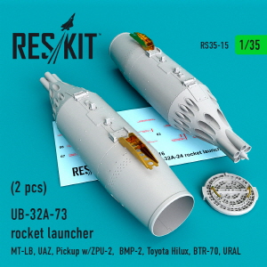RS35-0015 1/35 UB-32A-73 rocket launchers (2 pcs) (MT-LB, UAZ, Pickup w/ZPU-2, BMP-2, Toyota Hilux,