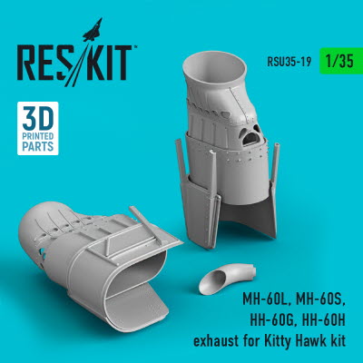 RSU35-0019 1/35 MH-60L, MH-60S, HH-60G, HH-60H exhaust for Kitty Hawk kit (3D printing) (1/35)