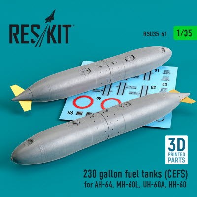 [사전 예약] RSU35-0041 1/35 230 gallon fuel tanks (CEFS) for AH-64, MH-60L, UH-60A, HH-60 (3D Printing) (2 pcs)