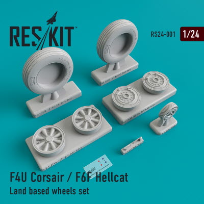 RS24-0001 1/24 F4U "Corsair" / F6F "Hellcat" Land based wheels set (1/24)