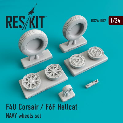 [사전 예약] RS24-0002 1/24 F4U \"Corsair\" / F6F \"Hellcat\" NAVY wheels set (1/24)