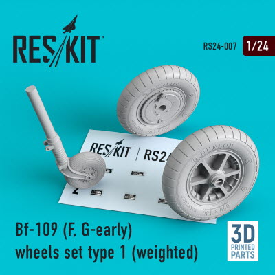RS24-0007 1/24 Bf-109 (F, G-early) wheels set type 1 (weighted) (1/24)