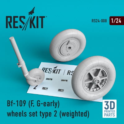 RS24-0008 1/24 Bf-109 (F, G-early) wheels set type 2 (weighted) (1/24)