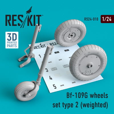 RS24-0010 1/24 Bf-109G wheels set type 2 (weighted) (1/24)