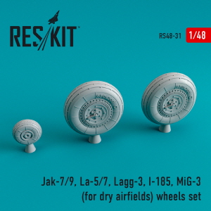 RS48-0031 1/48 Jak-7/9, La-5/7, Lagg-3, I-185, MiG-3 wheels set for dry airfields (1/48)