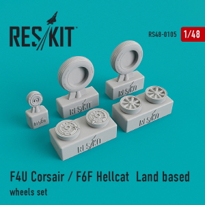 RS48-0105 1/48 F4U \"Corsair\"/F6F \"Hellcat\" Land based wheels set (1/48)