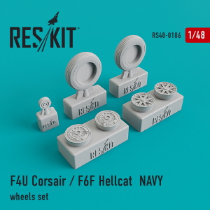 [사전 예약] RS48-0106 1/48 F4U \"Corsair\"/F6F \"Hellcat\" NAVY wheels set (1/48)
