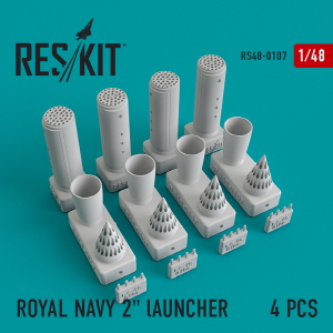 RS48-0107 1/48 Royal Navy 2\" Launchers (4 pcs) (Phantom, Harrier, Sea Vixen, Buccaneer) (1/48)