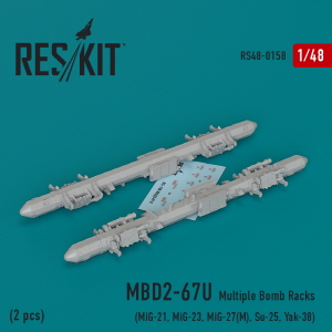 RS48-0158 1/48 MBD2-67U Multiple Bomb Racks (2 pcs) (MiG-21, MiG-23, MiG-27(М), MiG-29К, Su-25, Yak-