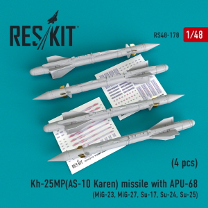 RS48-0178 1/48 Kh-25MP(AS-10 Karen) missiles with APU-68 (4 pcs) (MiG-23, MiG-27, Su-17, Su-24, Su-2