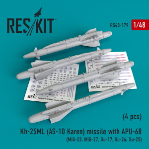 RS48-0179 1/48 Kh-25ML (AS-10 Karen) missiles with APU-68 (4 pcs) (MiG-23, MiG-27, Su-17, Su-24, Su-