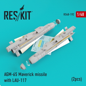 [사전 예약] RS48-0192 1/48 AGM-65 Maverick missiles with LAU-117 (2pcs)AV-8b, A-10, F-16, F-18) (1/48)