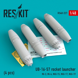 RS48-0227 1/48 UB-16-57 rocket launchers (4 pcs) Mi-2, Mi-4, MiG-15, MiG-17, MiG-19 (1/48)