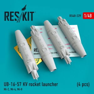 RS48-0229 1/48 UB-16-57 KV rocket launchers (4 pcs) Mi-2, Mi-4, Mi-8 (1/48)