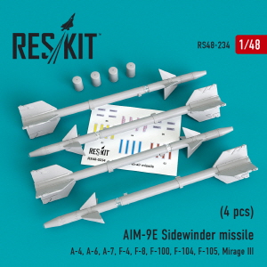 RS48-0234 1/48 AIM-9E Sidewinder missiles (4 pcs) (A-4, A-6, A-7, F-4, F-8, F-100, F-104, F-105, Mir