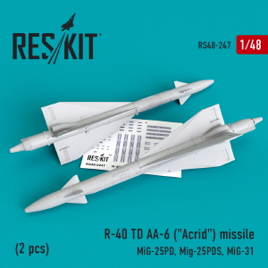[사전 예약] RS48-0247 1/48 R-40 TD/AA-6 \"Acrid\" missiles (2 pcs) (MiG-25PD, MiG-25PDS, MiG-31) (1/48)