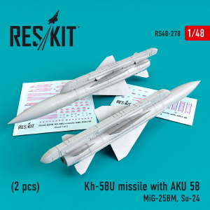 [사전 예약] RS48-0278 1/48 Kh-58U missiles with AKU 58 (2 pcs) (MiG-25BM, Su-24) (1/48)