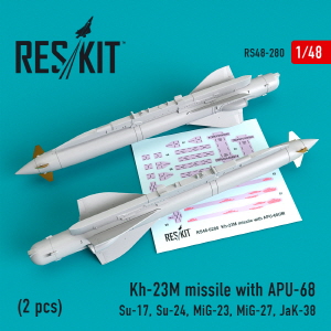 RS48-0280 1/48 Kh-23M missiles with APU-68 (2 pcs)(Su-17, Su-24, MiG-23, MiG-27, JaK-38) (1/48)