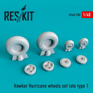 RS48-0288 1/48 Hawker Hurricane wheels set late type 1 (weighted) (1/48)