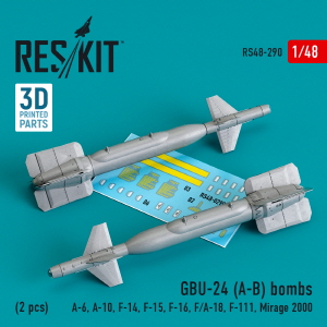 [사전 예약] RS48-0290 1/48 GBU-24 (A-B) bombs (2 pcs) (A-6, A-10, F-14, F-15, F-16, F/A-18, F-111, Mirage 2000)