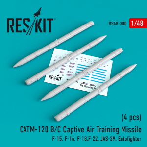 RS48-0300 1/48 CATM-120 B/C Captive Air training missiles (4 pcs) (F-15, F-16, F-18,F-22, JAS-39, Eu