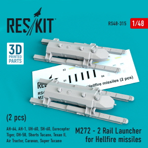 [사전 예약] RS48-0315 1/48 M272 - 2 Rail Launcher for Hellfire missiles (2 pcs) (AH-64, AH-1, UH-60, SH-60, Euro