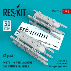 RS48-0316 1/48 M272 - 4 Rail Launcher for Hellfire missiles (2 pcs) (AH-64, AH-1, UH-60, SH-60, Euro
