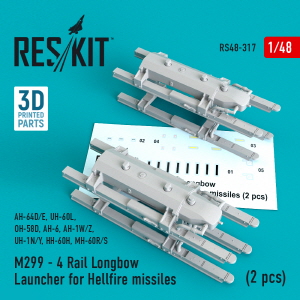 RS48-0317 1/48 M299 - 4 Rail Longbow Launcher for Hellfire missiles (2 pcs) (AH-64D/E, UH-60L, OH-58