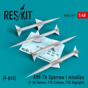 RS48-0319 1/48 AIM-7A Sparrow I missiles (4pcs) (F-3H Demon, F7U Cutlass, F3D Skynight) (1/48)