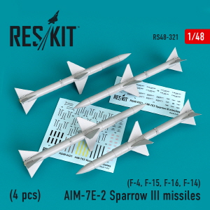 RS48-0321 1/48 AIM-7E-2 Sparrow III missiles (4pcs) (F-4, F-15, F-16, F-14) (1/48)