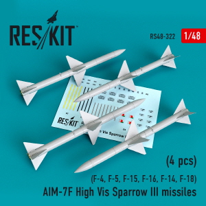 RS48-0322 1/48 AIM-7F High Vis Sparrow III missiles (4pcs) (F-4, F-5, F-15, F-16, F-14, F-18) (1/48)
