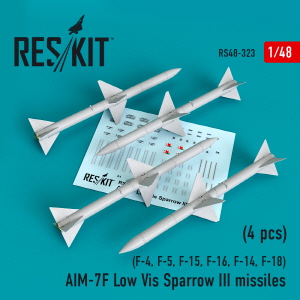 RS48-0323 1/48 AIM-7F Low Vis Sparrow III missiles (4pcs) (F-4, F-5, F-15, F-16, F-14, F-18) (1/48)