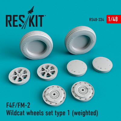 RS48-0334 1/48 F4F/FM-2 \"Wildcat\" wheels set type 1 (weighted) (1/48)