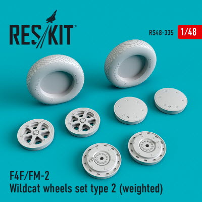 [사전 예약] RS48-0335 1/48 F4F/FM-2 \"Wildcat\" wheels set type 2 (weighted) (1/48)