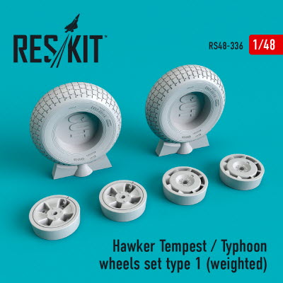 RS48-0336 1/48 Hawker Tempest/Typhoon wheels set type 1 (weighted) (1/48)