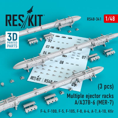 [사전 예약] RS48-0341 1/48 Multiple ejector racks A/A37B-6 (MER-7) (3 pcs) (F-4, F-100, F-5, F-105, F-8, A-4, A-