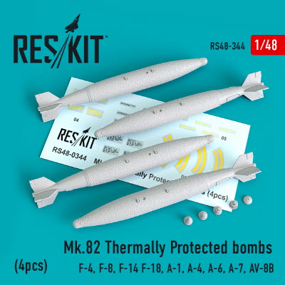 RS48-0344 1/48 Mk.82 thermally protected bombs (4pcs) (F-4, F-14 F-18, S-3, A-4, A-6, A-7, AV-8B) (1