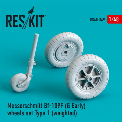 RS48-0349 1/48 Bf-109 (F, G-early) wheels set type 1 (weighted) (1/48)