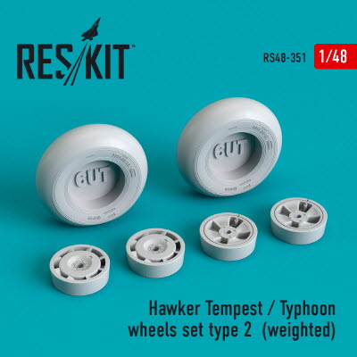 RS48-0351 1/48 Hawker Tempest/Typhoon wheels set type 2 (weighted) (1/48)