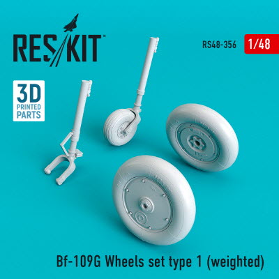 RS48-0356 1/48 Bf-109G wheels set type 1 (weighted) (1/48)