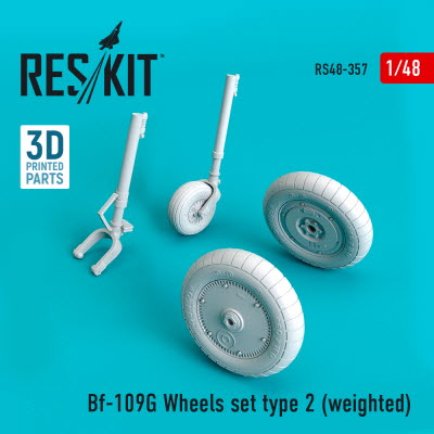 RS48-0357 1/48 Bf-109G wheels set type 2 (weighted) (1/48)