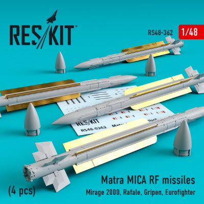 [사전 예약] RS48-0362 1/48 Matra MICA RF missiles (4 pcs) (Mirage 2000, Rafale, Gripen, Eurofighter) (1/48)