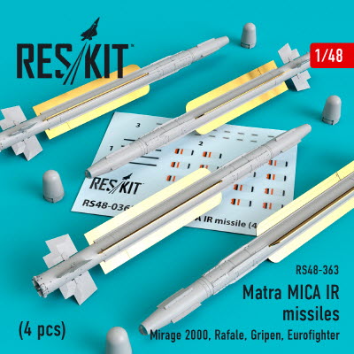 [사전 예약] RS48-0363 1/48 Matra MICA IR missiles (4 pcs) (Mirage 2000, Rafale, Gripen, Eurofighter) (1/48)