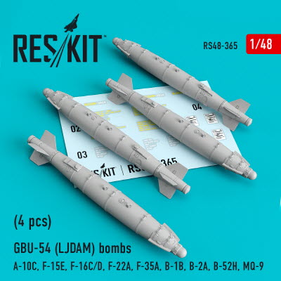 RS48-0365 1/48 GBU-54 (LJDAM) bombs (4 pcs) (A-10C, F-15E, F-16C/D, F-22A, F-35A, B-1B, B-2A, B-52H,