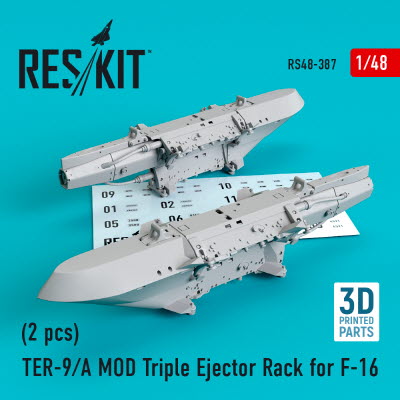 RS48-0387 1/48 TER-9/A MOD Triple Ejector Rack for F-16 (2 pcs) (3D Printing) (1/48)