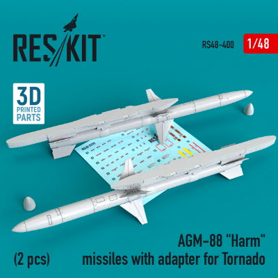 [사전 예약] RS48-0400 1/48 AGM-88 \"Harm\" missiles with adapter for Tornado (2 pcs) (1/48)